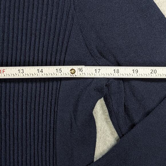 J.McLaughlin Seaspray Knit Top Sweater Navy Blue Gold Button Shoulder Size XL - Picture 8 of 16